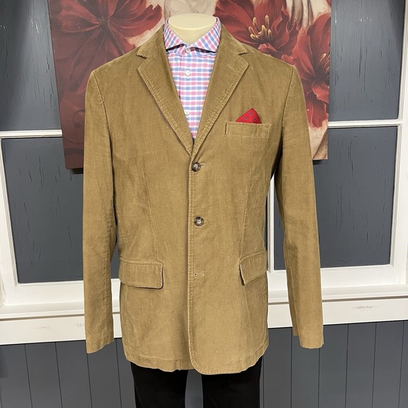 J. Crew Corduroy Blazer Sports Coat Mens Sz Large (44R) Vintage Dyed Khaki - Picture 2 of 13
